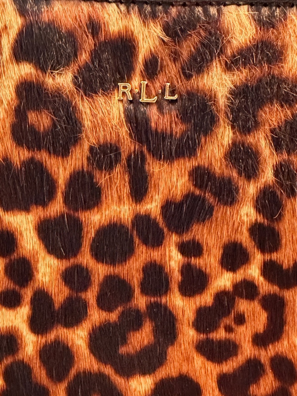 Ralph Lauren Leopard-Print Crossbody with Black Trim and Gold Hardware - Picture 7 of 9
